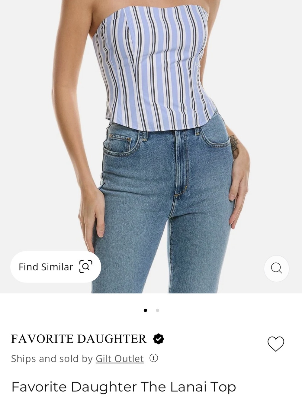 Favorite Daughter the Lanai Top in Blue, White and Black Vertical Stripe A-Line